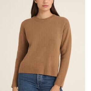 Jenni Kayne Essential Everyday Sweater Wool Cashmere Dark Camel